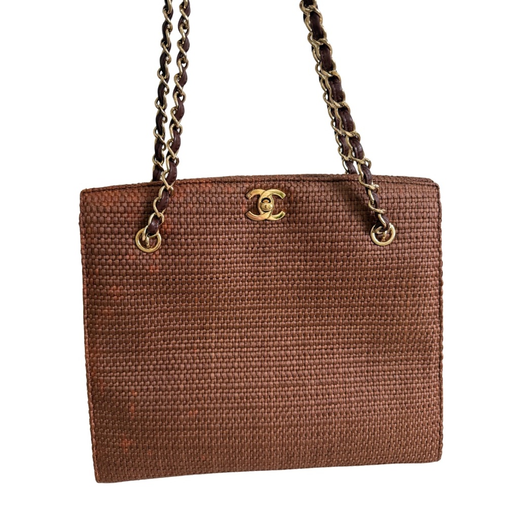 Chanel Pre-Owned Woven Leather Raffia Shoulder Bag - Vintage